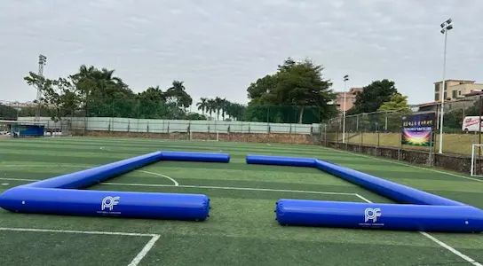 3v3 Inflatable Soccer Pitch — Compact Tournament Arena (12x8m) — view 01 (AirPitchPro CE-certified inflatable, real product photo)